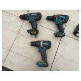 (3) Makita rotary hammer driver drills: XPH01, LXPH01, XPH12 Includes two chargers three 18V batteries