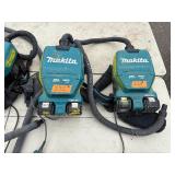 (4) Makita Backpack XCV05 Vacuums HEPA filters  (4) DC18RC chargers and (8) batterie