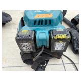 (4) Makita Backpack XCV05 Vacuums HEPA filters  (4) DC18RC chargers and (8) batterie
