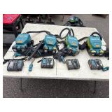 (4) Makita Backpack XCV05 Vacuums HEPA filters  (4) DC18RC chargers and (8) batteries