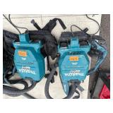 (5) Makita Backpack XCV05 Vacuums HEPA filters  (5) DC18RC chargers