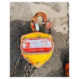 (2) Chain hoists: Black Bear YB-300 3-ton; Coffing Model LHH-2B 2-ton