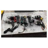 8 corded tools: Bosch angle drill; Bosch 16 ga shears, Kett Shears, Milwaukee shears, Makita angle drill