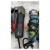 8 corded tools: Bosch angle drill; Bosch 16 ga shears, Kett Shears, Milwaukee shears, Makita angle drill
