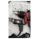 8 corded tools: Bosch angle drill; Bosch 16 ga shears, Kett Shears, Milwaukee shears, Makita angle drill