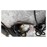 8 corded tools: Bosch angle drill; Bosch 16 ga shears, Kett Shears, Milwaukee shears, Makita angle drill