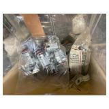 Electric and plumbing parts: Halex EMT Compression Connectors; Cushioned clamps; insulated tap