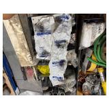 Electric and plumbing parts: Halex EMT Compression Connectors; Cushioned clamps; insulated tap