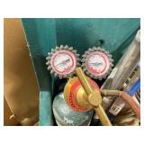 2 tanks of acetylene dissolved with pressure gauges and cart
