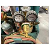 2 tanks of acetylene dissolved with pressure gauges and cart