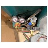 2 tanks of acetylene dissolved with pressure gauges and cart