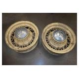 *2* Kelsey Hayes Bent Spoke Wire Wheels with Caps *2* Kelsey Hayes Bent Spoke Wire Wheels with Caps