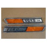 Ford 250 Truck Hood Side Emblems with Reflectors - 1967-72