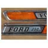 Ford 250 Truck Hood Side Emblems with Reflectors - 1967-72