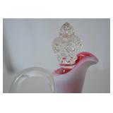 Vintage Fenton Cranberry Opalescent Glass Cruet with Clear Stopper