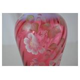 Fenton Handpainted Pink and Opal Art Glass Vase