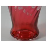 Fenton Handpainted Pink and Opal Art Glass Vase
