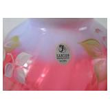 Fenton Handpainted Pink and Opal Art Glass Vase
