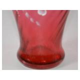Fenton Handpainted Pink and Opal Art Glass Vase