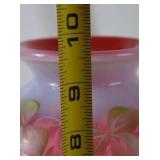 Fenton Handpainted Pink and Opal Art Glass Vase