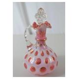 Fenton Victorian-Style Cranberry Glass Cruet with Ruffled Rim and Stopper