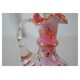 Fenton Victorian-Style Cranberry Glass Cruet with Ruffled Rim and Stopper