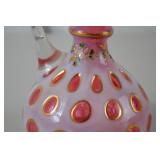 Fenton Victorian-Style Cranberry Glass Cruet with Ruffled Rim and Stopper
