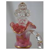 Fenton Victorian-Style Cranberry Glass Cruet with Ruffled Rim and Stopper