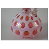 Fenton Victorian-Style Cranberry Glass Cruet with Ruffled Rim and Stopper