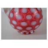 Vintage Fenton Cranberry Opalescent Coin Dot Glass Pitcher