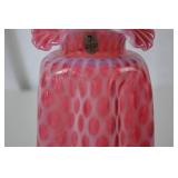 Fenton Cranberry Opalescent Coin Dot Glass Vase, 9 Inch