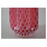 Fenton Cranberry Opalescent Coin Dot Glass Vase, 9 Inch
