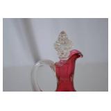 Vintage Fenton Cranberry Glass Hobnail Cruet with Stopper, 7 in.