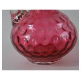 Vintage Fenton Cranberry Glass Hobnail Cruet with Stopper, 7 in.