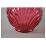 Fenton Cranberry Opalescent Art Glass Vase with Bow