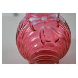 Fenton Cranberry Opalescent Art Glass Vase with Bow