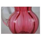 Vintage Fenton Cranberry Glass Pitcher with Ruffled Rim