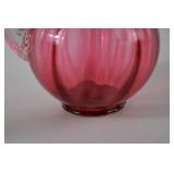 Vintage Fenton Cranberry Glass Pitcher with Ruffled Rim