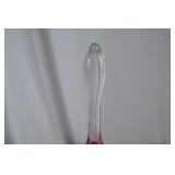 Vintage Fenton Pink Hobnail Art Glass Bell Clear Handle 6.5 in