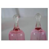 Pair of Pink Mary Gregory Satin Glass Handpainted Figural Bells