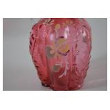 Fenton Cranberry Art Glass Handpainted Pitcher 6 Inch