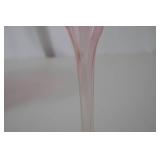 Vintage Pink Ruffled Art Glass Bud Vase, 8 in