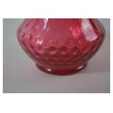 Ruffled Cranberry Hobnail Fenton Glass Vase, 8 Inch