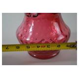 Ruffled Cranberry Hobnail Fenton Glass Vase, 8 Inch