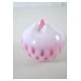 Fenton Pink and White Art Glass Vase with Ruffled Rim, 4 Inch