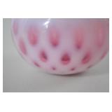 Fenton Pink and White Art Glass Vase with Ruffled Rim, 4 Inch