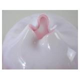 Fenton Pink and White Art Glass Vase with Ruffled Rim, 4 Inch