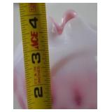 Fenton Pink and White Art Glass Vase with Ruffled Rim, 4 Inch