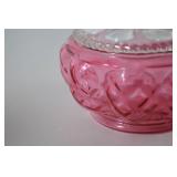 Vintage Fenton Pink Pressed Glass Covered Candy Dish