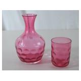Fenton Pink Bubble Glass Decanter and Tumbler Set